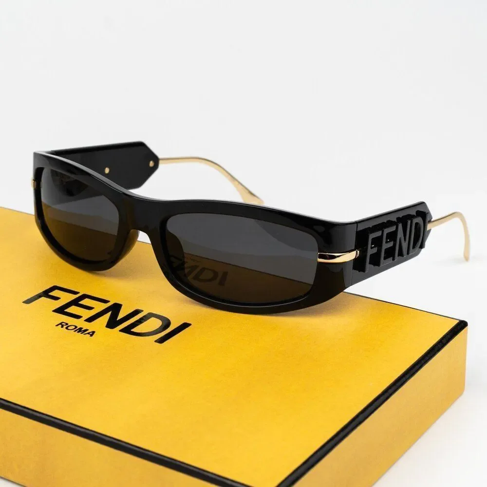 Fendi SHADOW Women Sunglasses Oval Black Smoke Grey FE40120I 01A BRAND NEW